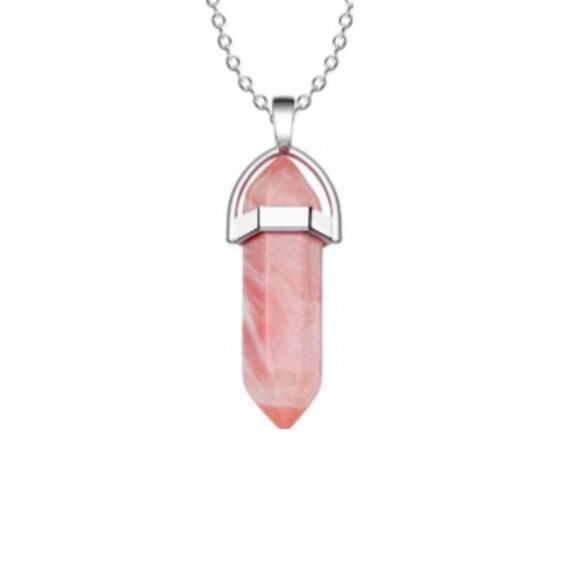 Hot Topic Blood Quartz Hexagonal Chakra Pendant Necklace - Picture 1 of 4